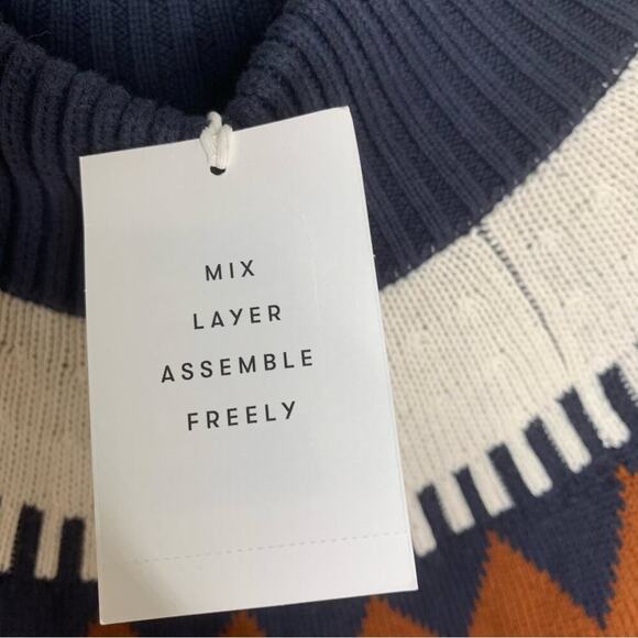 Free Assembly Fair Isle mock neck cotton wool sweater size XXL - Picture 6 of 8